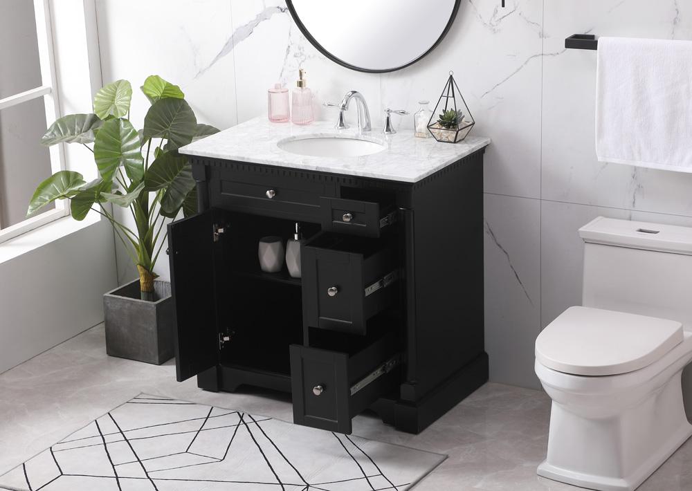 Elegant Furniture & Lighting - Clarence 36 inch Single bathroom vanity set in black - VF53036BK veiw 4