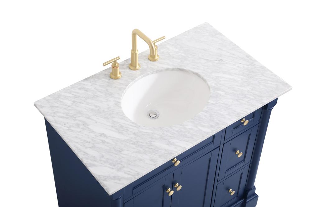 Elegant Furniture & Lighting - Clarence 36 inch Single bathroom vanity in Blue - VF53036BL veiw 3