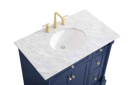 Elegant Furniture & Lighting - Clarence 36 inch Single bathroom vanity in Blue - VF53036BL veiw 3