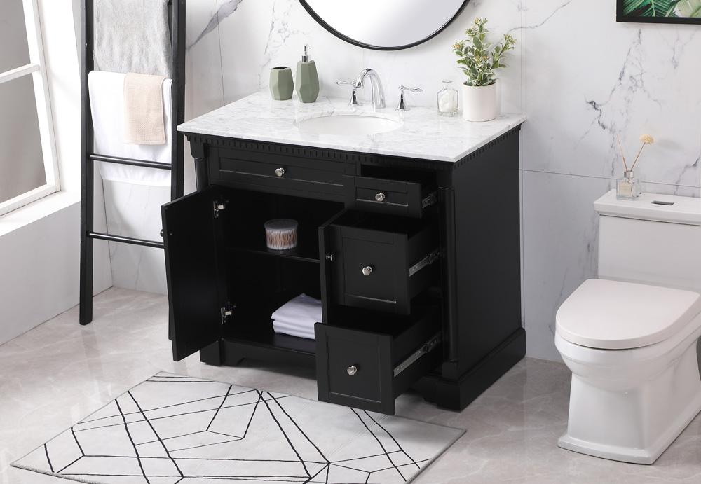 Elegant Furniture & Lighting - Clarence 42 inch Single bathroom vanity set in black - VF53042BK veiw 4