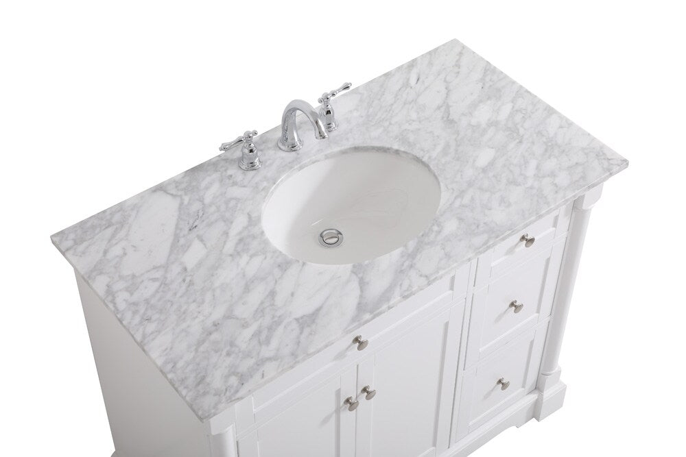 Elegant Furniture & Lighting - Clarence 42 inch Single bathroom vanity in White - VF53042WH veiw 3