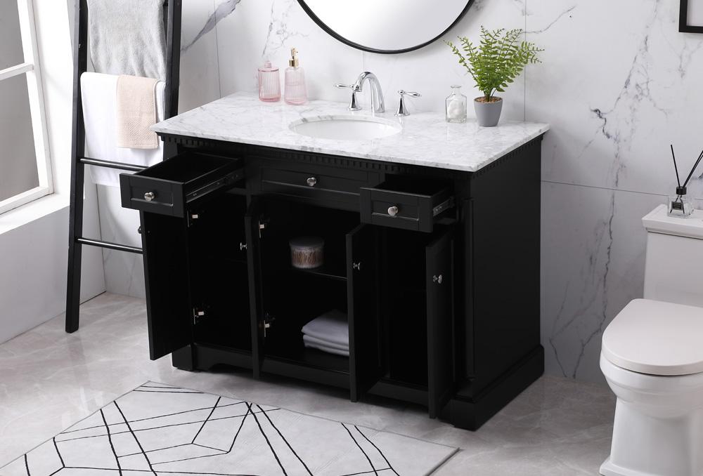 Elegant Furniture & Lighting - Clarence 48 inch Single bathroom vanity set in black - VF53048BK veiw 4