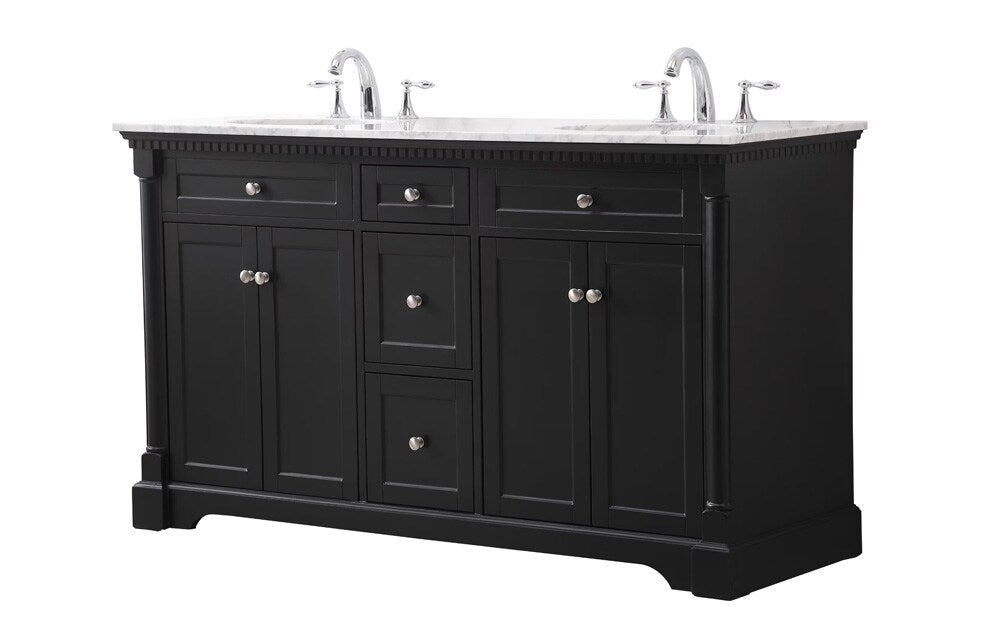 Elegant Furniture & Lighting - Clarence 60 inch double bathroom vanity set in black - VF53060DBK veiw 1