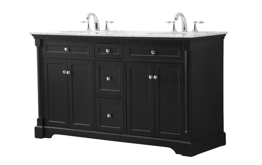 Elegant Furniture & Lighting - Clarence 60 inch double bathroom vanity set in black - VF53060DBK veiw 1