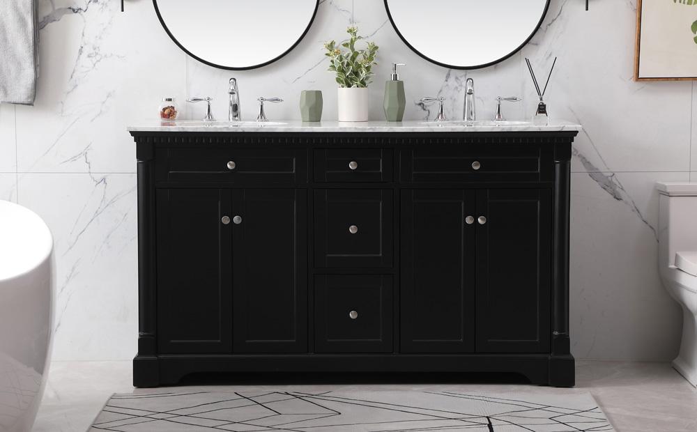 Elegant Furniture & Lighting - Clarence 60 inch double bathroom vanity set in black - VF53060DBK veiw 2