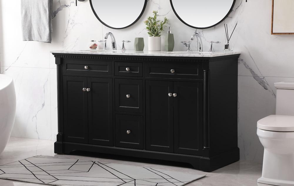 Elegant Furniture & Lighting - Clarence 60 inch double bathroom vanity set in black - VF53060DBK veiw 3