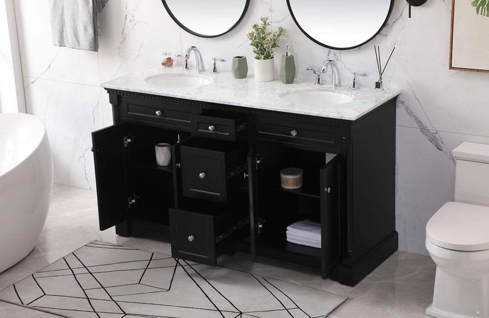 Elegant Furniture & Lighting - Clarence 60 inch double bathroom vanity set in black - VF53060DBK veiw 4