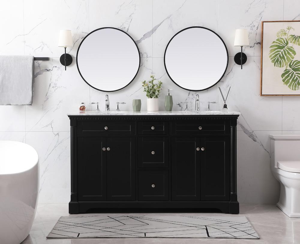 Elegant Furniture & Lighting - Clarence 60 inch double bathroom vanity set in black - VF53060DBK veiw 5