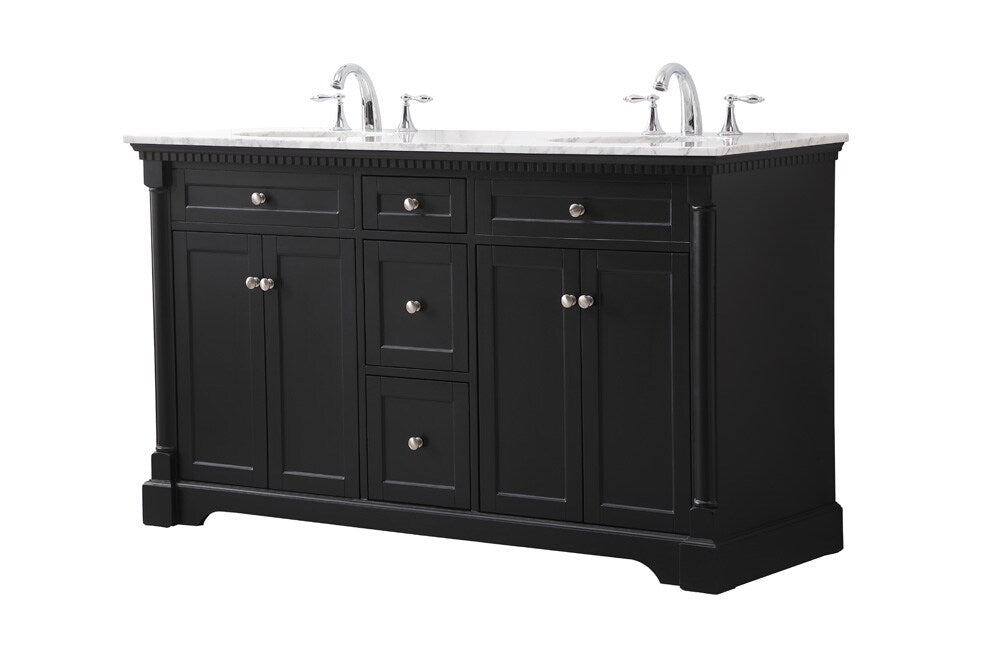 Elegant Furniture & Lighting - Clarence 60 inch double bathroom vanity set in black - VF53060DBK veiw 8