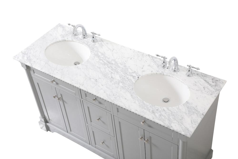 Elegant Furniture & Lighting - Clarence 60 inch double bathroom vanity in Grey - VF53060DGR veiw 3