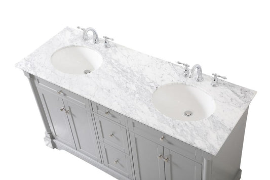 Elegant Furniture & Lighting - Clarence 60 inch double bathroom vanity in Grey - VF53060DGR veiw 3