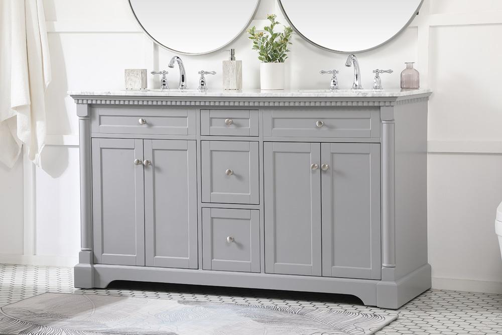 Elegant Furniture & Lighting - Clarence 60 inch double bathroom vanity in Grey - VF53060DGR veiw 9