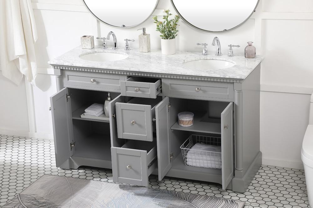 Elegant Furniture & Lighting - Clarence 60 inch double bathroom vanity in Grey - VF53060DGR veiw 10