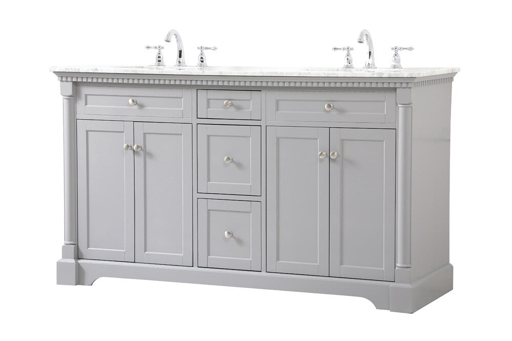 Elegant Furniture & Lighting - Clarence 60 inch double bathroom vanity in Grey - VF53060DGR veiw 14