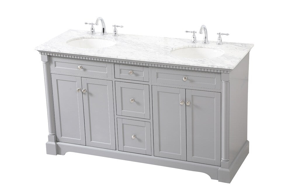 Elegant Furniture & Lighting - Clarence 60 inch double bathroom vanity in Grey - VF53060DGR veiw 15