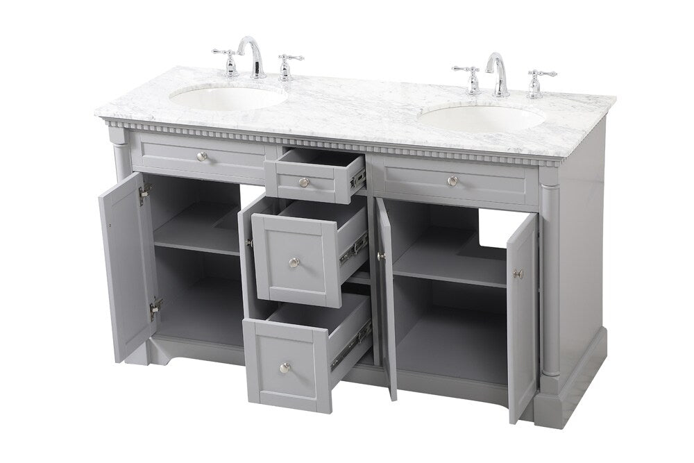 Elegant Furniture & Lighting - Clarence 60 inch double bathroom vanity in Grey - VF53060DGR veiw 16