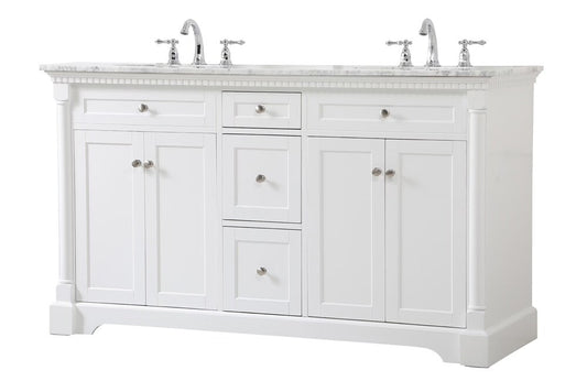 Elegant Furniture & Lighting - Clarence 60 inch double bathroom vanity in White - VF53060DWH veiw 1