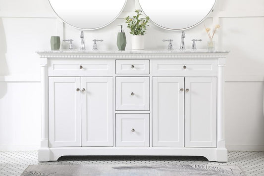 Elegant Furniture & Lighting - Clarence 60 inch double bathroom vanity in White - VF53060DWH veiw 2