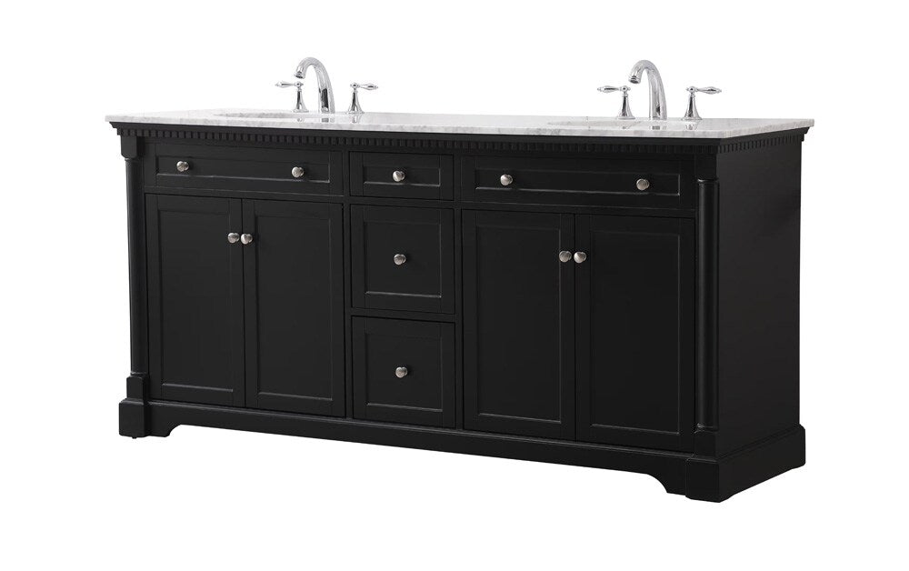 Elegant Furniture & Lighting - Clarence 72 inch double bathroom vanity set in black - VF53072DBK veiw 1
