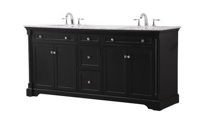 Elegant Furniture & Lighting - Clarence 72 inch double bathroom vanity set in black - VF53072DBK veiw 1