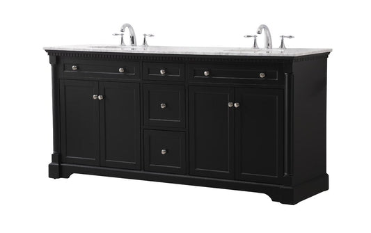Elegant Furniture & Lighting - Clarence 72 inch double bathroom vanity set in black - VF53072DBK veiw 1