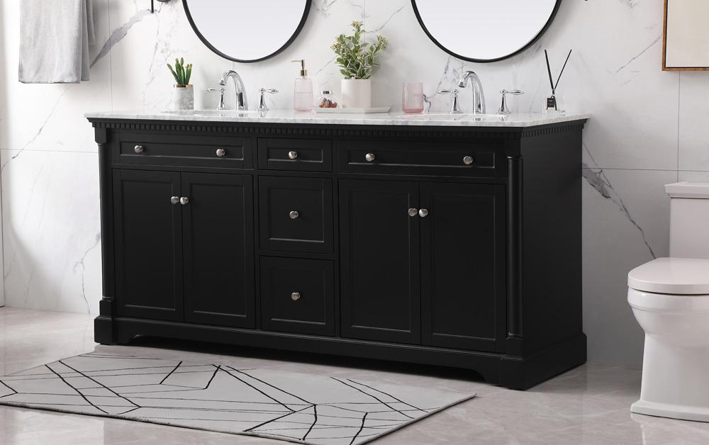 Elegant Furniture & Lighting - Clarence 72 inch double bathroom vanity set in black - VF53072DBK veiw 3