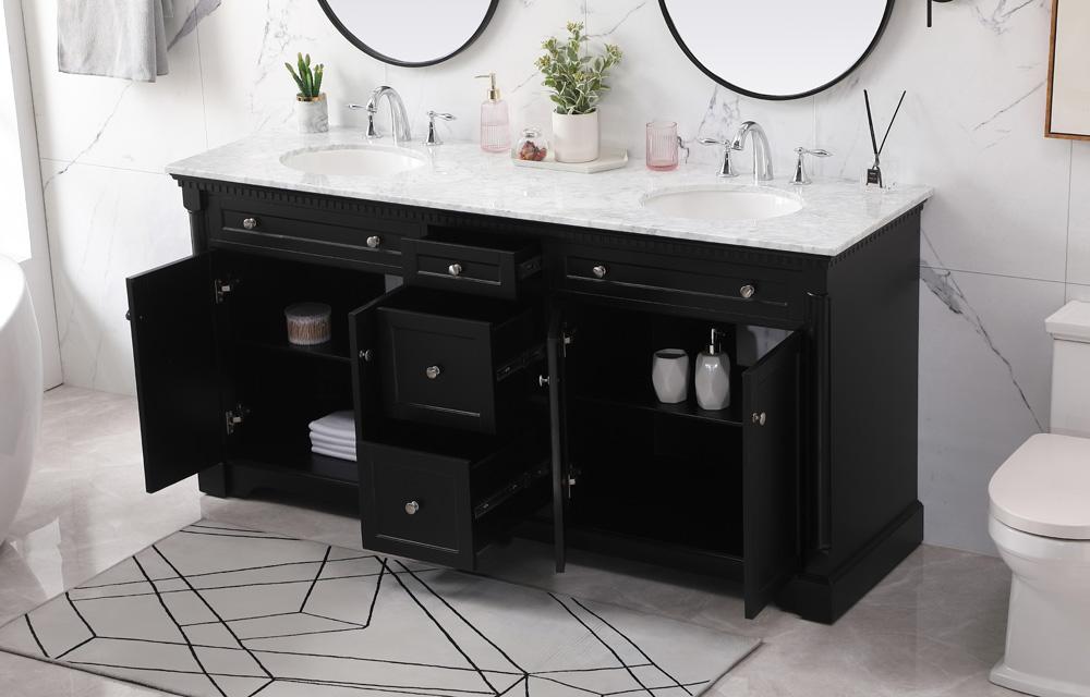 Elegant Furniture & Lighting - Clarence 72 inch double bathroom vanity set in black - VF53072DBK veiw 4