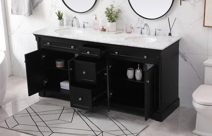 Elegant Furniture & Lighting - Clarence 72 inch double bathroom vanity set in black - VF53072DBK veiw 4