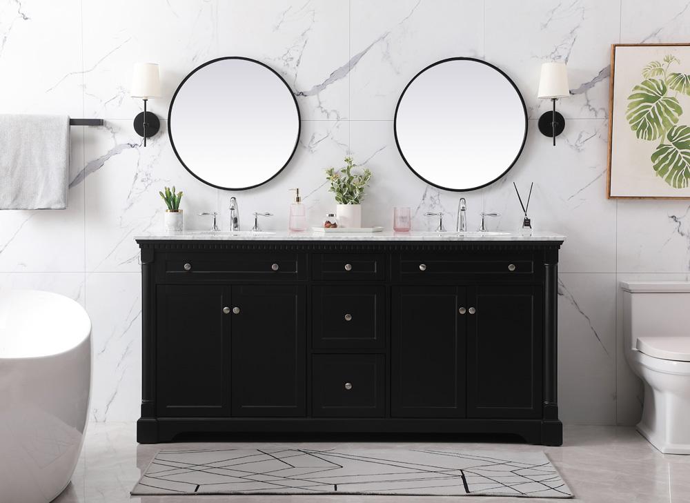 Elegant Furniture & Lighting - Clarence 72 inch double bathroom vanity set in black - VF53072DBK veiw 5