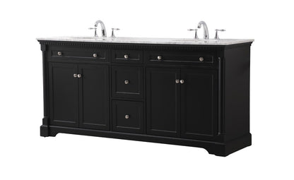 Elegant Furniture & Lighting - Clarence 72 inch double bathroom vanity set in black - VF53072DBK veiw 8