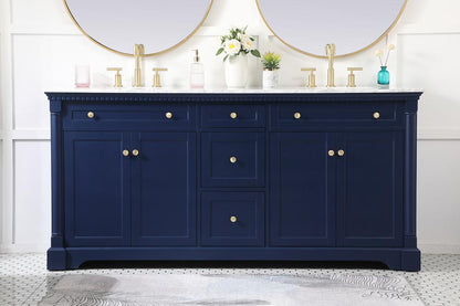 Elegant Furniture & Lighting - Clarence 72 inch double bathroom vanity in Blue - VF53072DBL veiw 2
