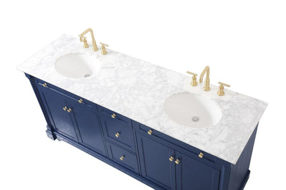 Elegant Furniture & Lighting - Clarence 72 inch double bathroom vanity in Blue - VF53072DBL veiw 3