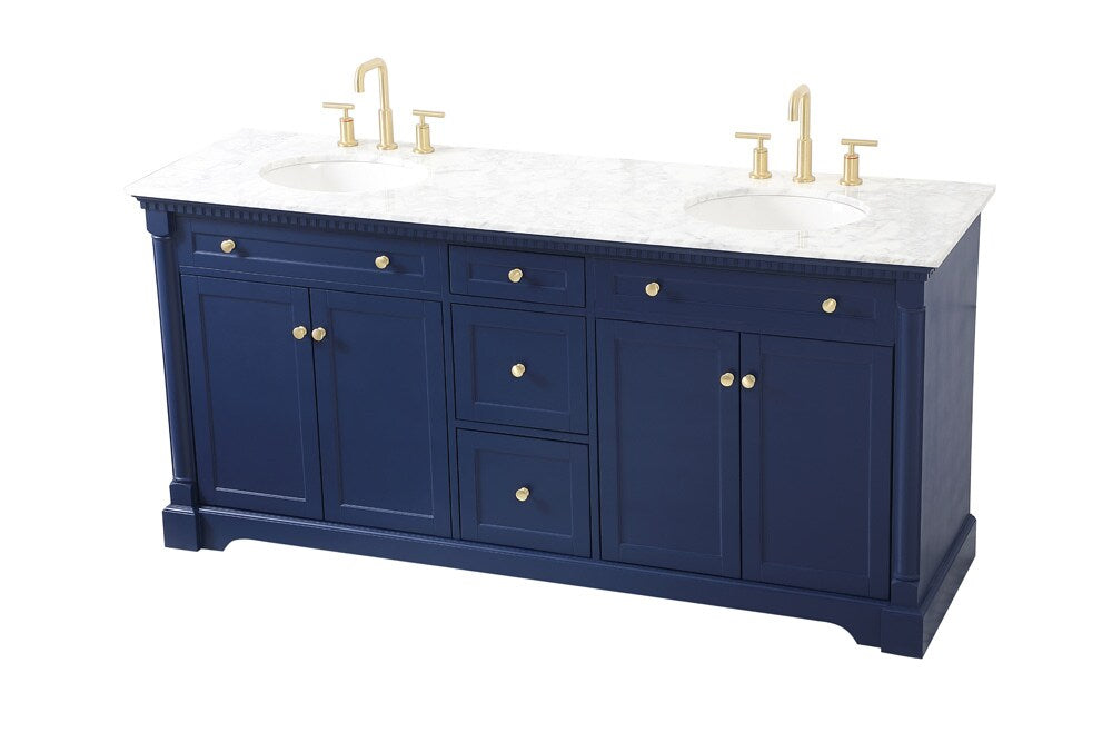 Elegant Furniture & Lighting - Clarence 72 inch double bathroom vanity in Blue - VF53072DBL veiw 15