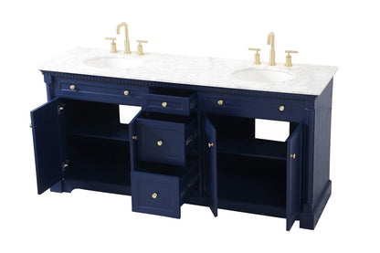 Elegant Furniture & Lighting - Clarence 72 inch double bathroom vanity in Blue - VF53072DBL veiw 16