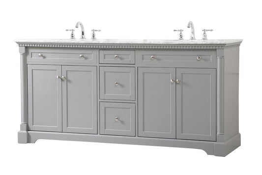 Elegant Furniture & Lighting - Clarence 72 inch double bathroom vanity in Grey - VF53072DGR veiw 1