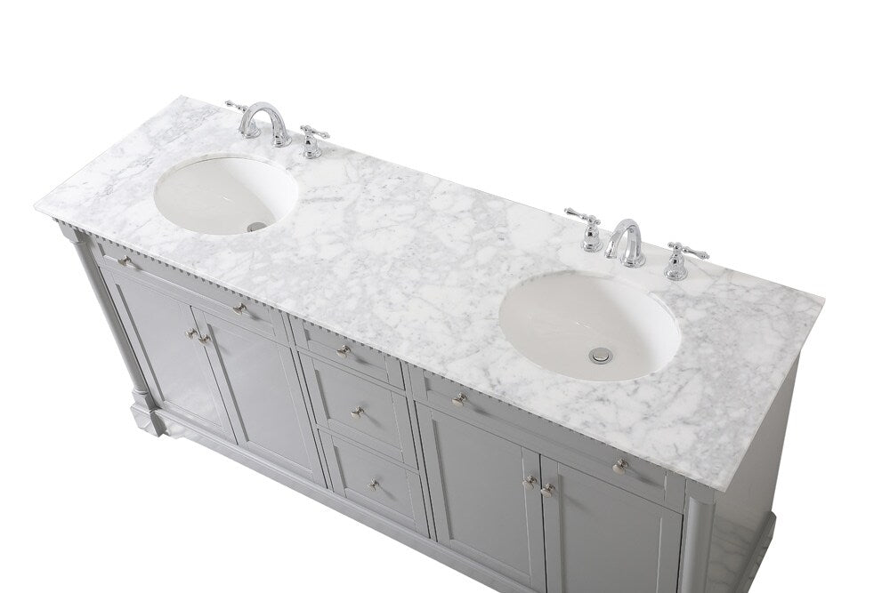 Elegant Furniture & Lighting - Clarence 72 inch double bathroom vanity in Grey - VF53072DGR veiw 3