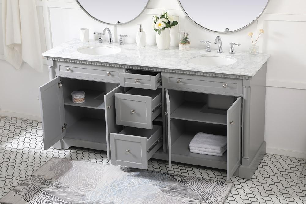 Elegant Furniture & Lighting - Clarence 72 inch double bathroom vanity in Grey - VF53072DGR veiw 10