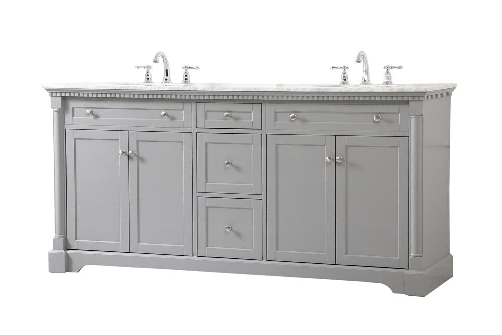 Elegant Furniture & Lighting - Clarence 72 inch double bathroom vanity in Grey - VF53072DGR veiw 14