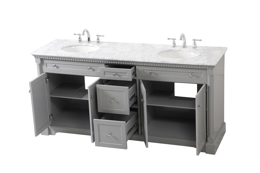Elegant Furniture & Lighting - Clarence 72 inch double bathroom vanity in Grey - VF53072DGR veiw 16