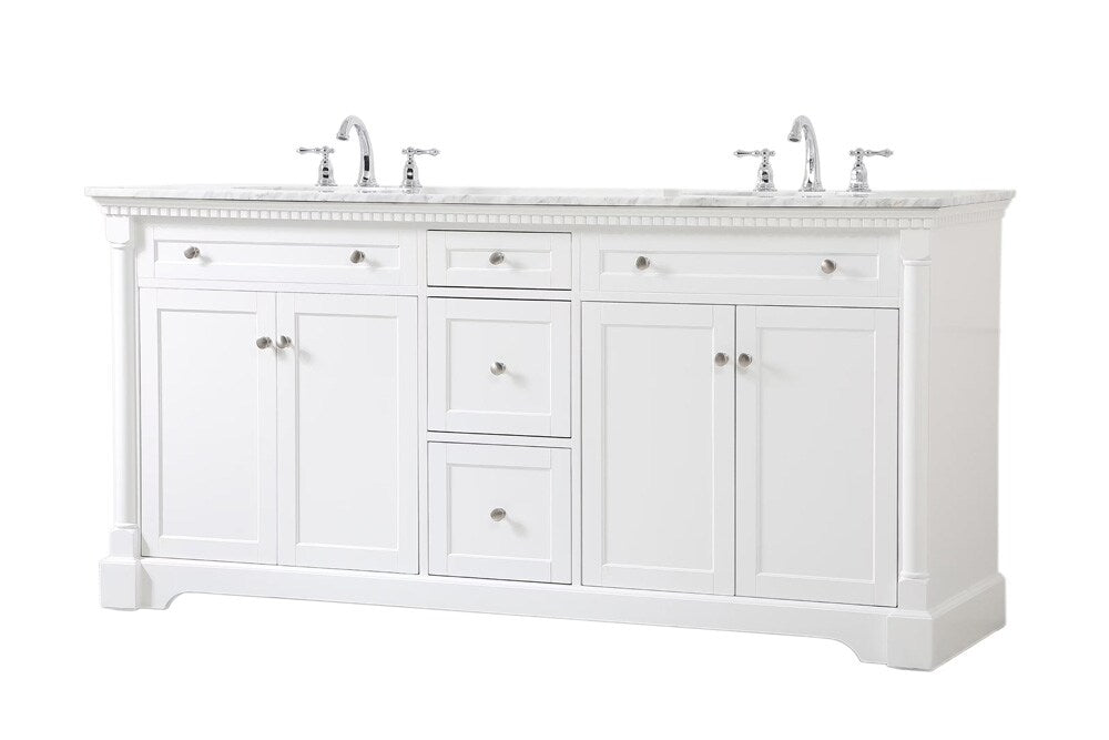 Elegant Furniture & Lighting - Clarence 72 inch double bathroom vanity in White - VF53072DWH veiw 1