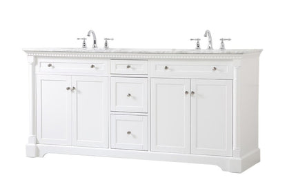 Elegant Furniture & Lighting - Clarence 72 inch double bathroom vanity in White - VF53072DWH veiw 1