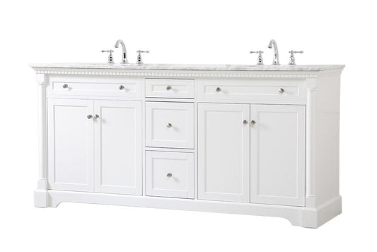 Elegant Furniture & Lighting - Clarence 72 inch double bathroom vanity in White - VF53072DWH veiw 1