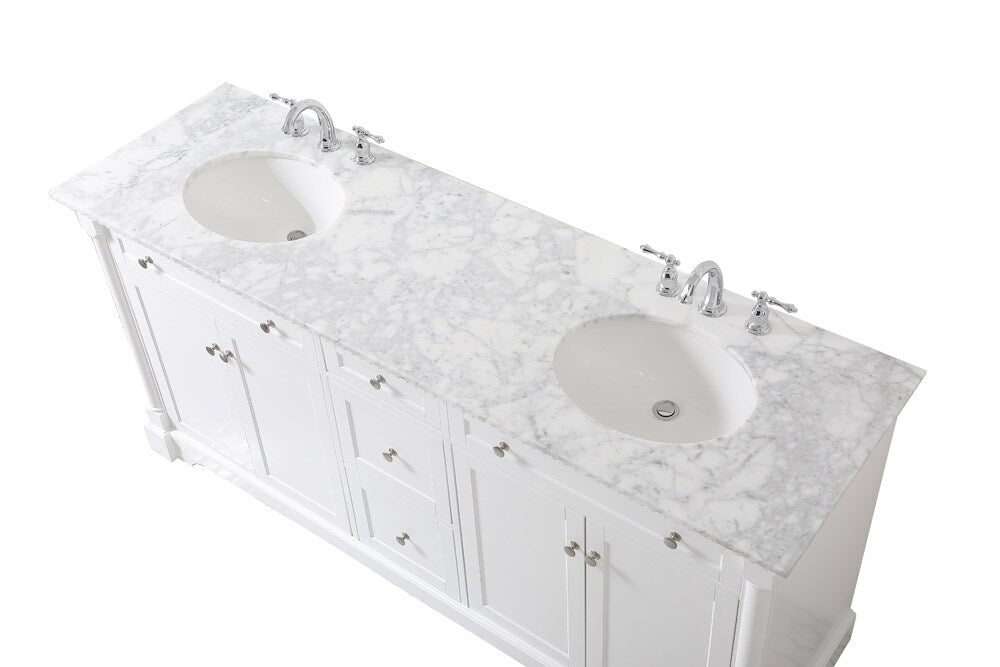 Elegant Furniture & Lighting - Clarence 72 inch double bathroom vanity in White - VF53072DWH veiw 3