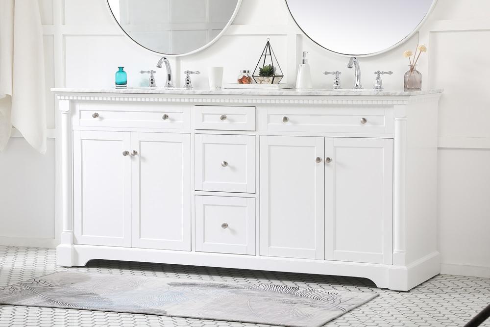 Elegant Furniture & Lighting - Clarence 72 inch double bathroom vanity in White - VF53072DWH veiw 9