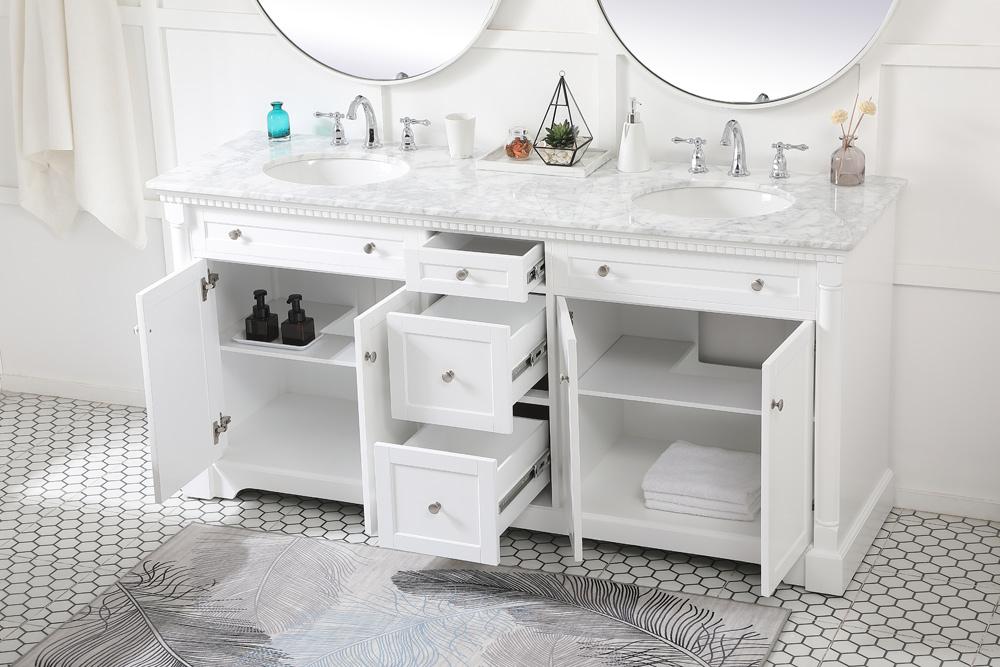 Elegant Furniture & Lighting - Clarence 72 inch double bathroom vanity in White - VF53072DWH veiw 10