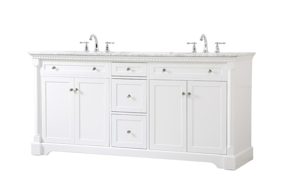 Elegant Furniture & Lighting - Clarence 72 inch double bathroom vanity in White - VF53072DWH veiw 14