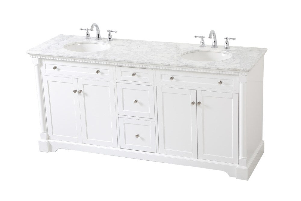 Elegant Furniture & Lighting - Clarence 72 inch double bathroom vanity in White - VF53072DWH veiw 15
