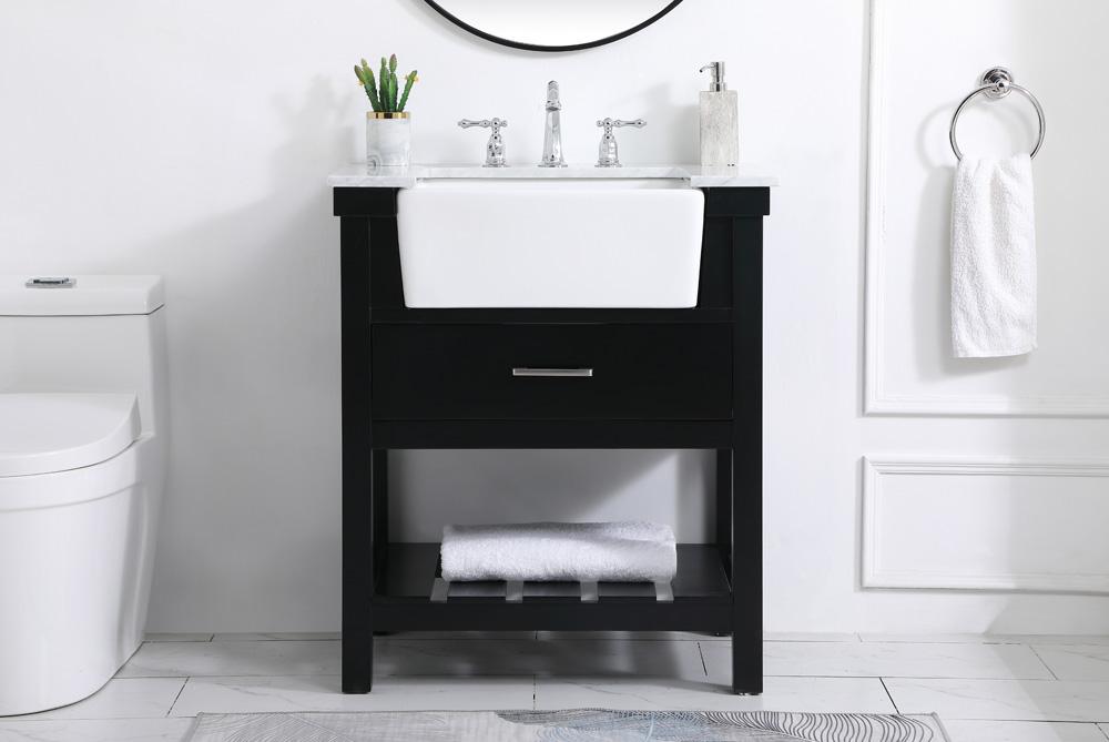 Elegant Furniture & Lighting - Clement 30 inch Single bathroom vanity in black - VF60130BK veiw 2