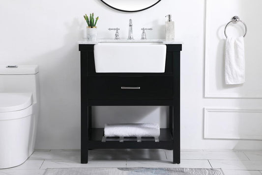 Elegant Furniture & Lighting - Clement 30 inch Single bathroom vanity in black - VF60130BK veiw 2