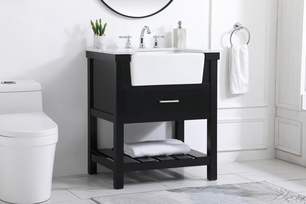 Elegant Furniture & Lighting - Clement 30 inch Single bathroom vanity in black - VF60130BK veiw 3